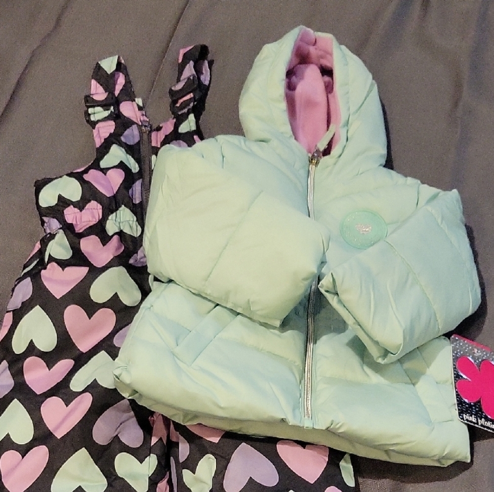 Pink Platinum Mint and Pink Heart Pajama Set